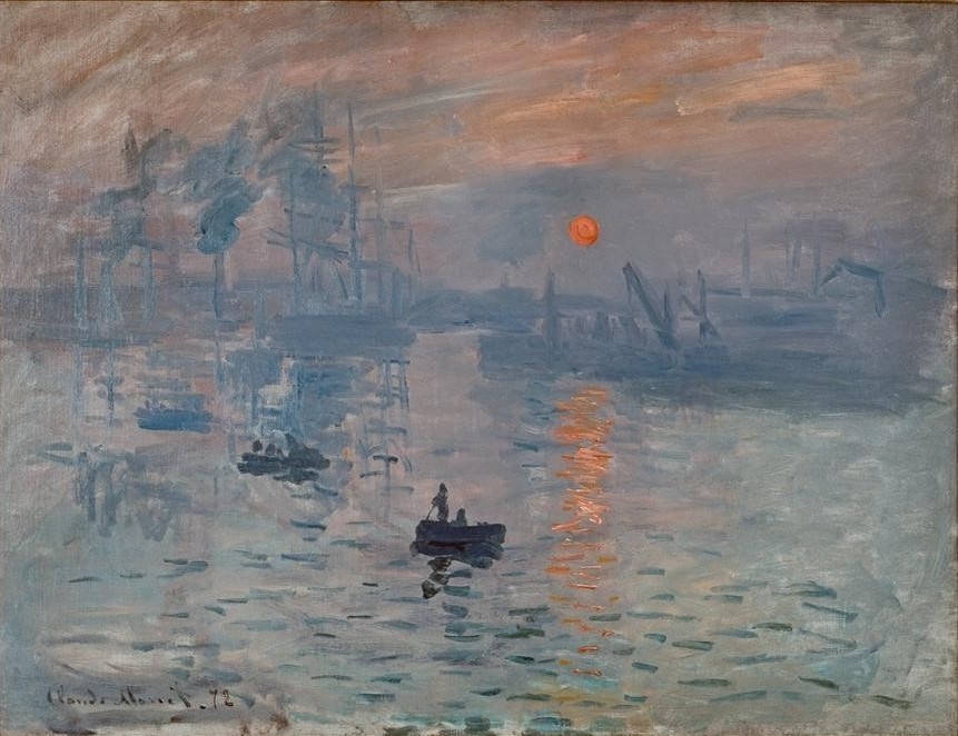 Claude Monet, Impression, soleil levant (Geographie,Hafen,Sonne,Tageszeiten,Morgen,Meer,Impressionismus,Spiegelung,Sonnenaufgang,Französische Kunst,Dämmerung,Topographie)