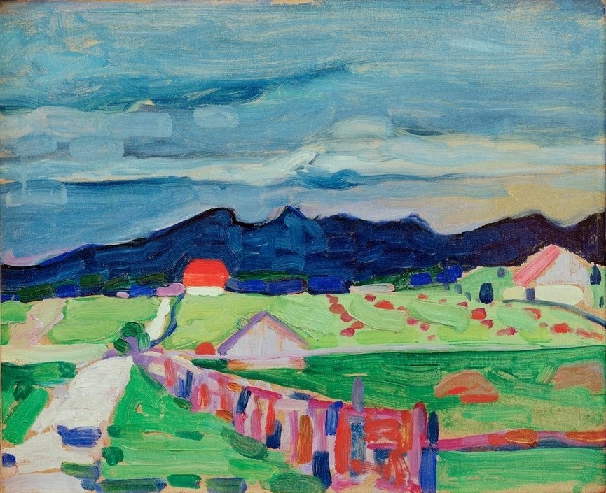 Wassily Kandinsky, Felder bei Murnau (Deutsche Kunst,Landschaft,Expressionismus,Russische Kunst,Feld)