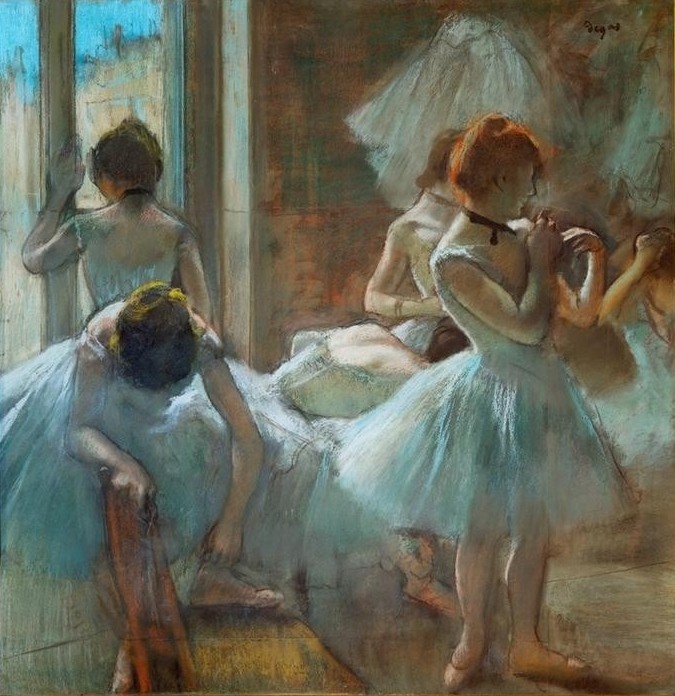 Edgar Degas, Danseuses en repos (Ballett,Musik,Pause,Tänzer,Tänzerin,Tanz,Theater,Impressionismus,Garderobe,Französische Kunst,Corps De Ballet,Hinter Den Kulissen)