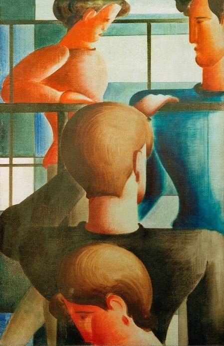 Oskar Schlemmer, Gruppe am Geländer I (Bauhaus,Deutsche Kunst,Gruppenbild,Kunst,Geländer)