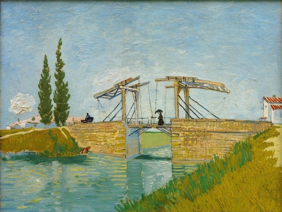 Vincent van Gogh, Die Zugbrücke (Brücke,Landschaft,Zugbrücke,Fluss,Sonnenschirm,Niederländische Kunst)