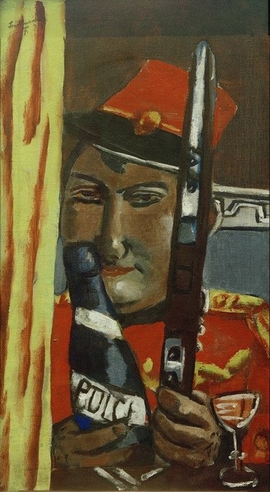 Max Beckmann, Peruanischer Soldat will trinken (Expressionismus, Klassische Moderne, Malerei, Wohnzimmer, Treppenhaus, Wunschgröße, bunt)