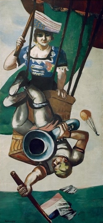 Max Beckmann, Luftakrobaten (Akrobatik, Heißluftballon, Artisten, Expressionismus, Klassische Moderne, Malerei, Wohnzimmer, Treppenhaus, Wunschgröße, bunt)