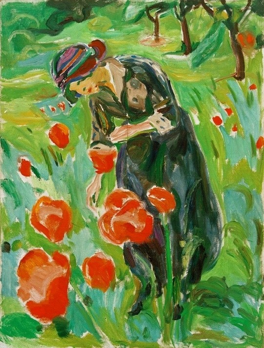 Edvard Munch, Frau mit Mohnblumen (Frau,Garten Und Park,Kunst,Mohn,Expressionismus,Norwegische Kunst,Menschen Im Garten,Blume,Blüte,Skandinavische Kunst,Garten)