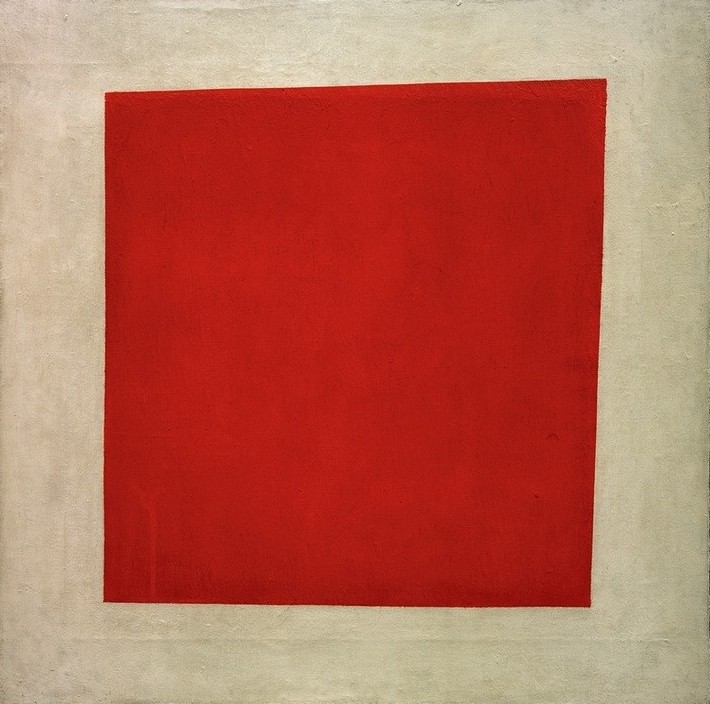 Kasimir Malewitsch, Rotes Quadrat, 1915 (Geometrie,Kunst,Geometrisch,Abstrakte Kunst,Russische Kunst,Suprematismus,Ukrainische Kunst,Abstraktion,Rot,Viereck,Quadrat,Form,Farbe)