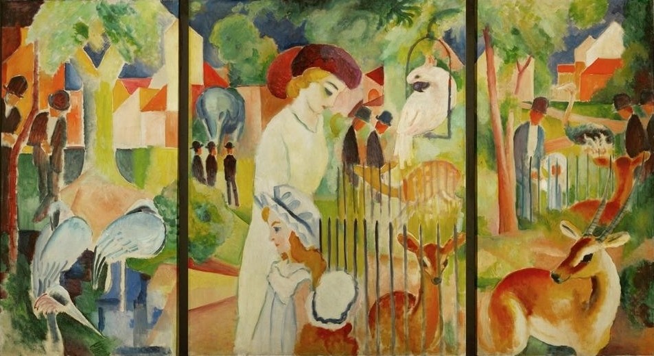August Macke, Triptychon: Großer Zoologischer Garten (Deutsche Kunst,Zoologischer Garten,Triptychon,Expressionismus,Der Blaue Reiter,Tier,Garten)
