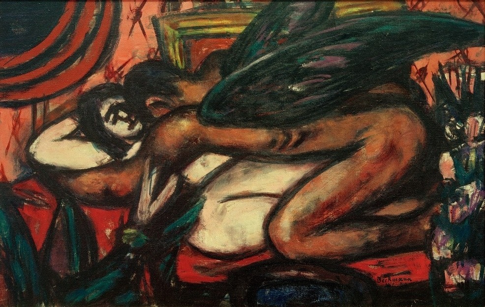 Max Beckmann, Vampir (Mythos, Aberglaube, Vampir, blutsauger, Frau, Opfer, Expressionismus, Klassische Moderne, Malerei, Wohnzimmer, Treppenhaus, Wunschgröße, bunt)