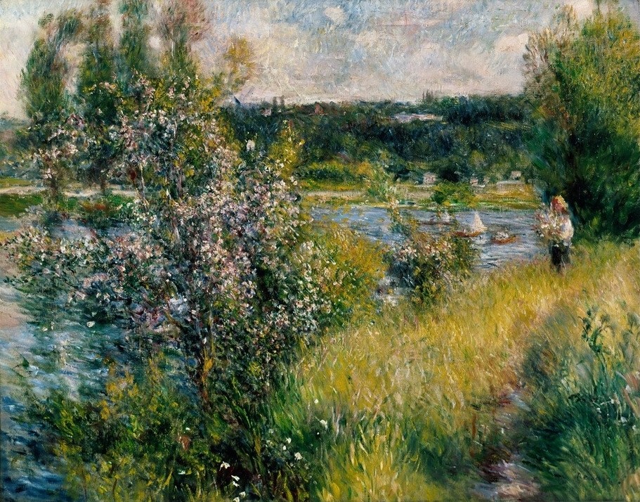 Pierre-Auguste Renoir, La Seine à Chatou (Landschaft,Impressionismus,Fluss,Wiese,Französische Kunst,Flussaue,Ufer)