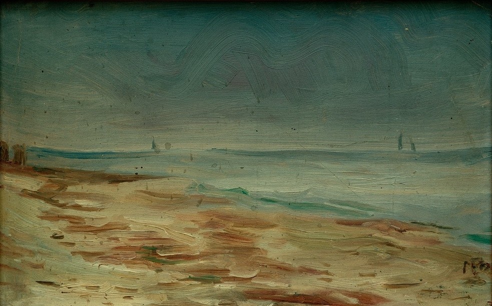 Max Beckmann, Meeresstrand, braun und grau (Expressionismus, Klassische Moderne, Malerei, Wohnzimmer, Treppenhaus, Wunschgröße, bunt)