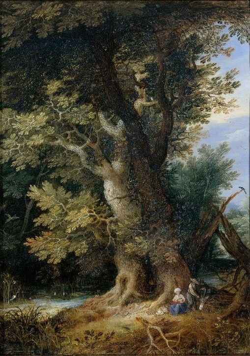 Jan Brueghel der Ältere, Ruhe auf der Flucht nach Ägypten (Baum, Ruhe Auf Der Flucht, Natur, Bibel, Neues Testament, Heilige Familie, Landschaft, Barock, Klassiker, Malerei, Wunschgröße, Wohnzimmer, bunt)