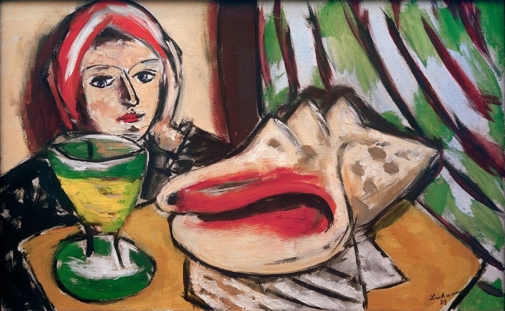 Max Beckmann, Stillleben mit großer Muschel (Stillleben, Expressionismus, Klassische Moderne, Malerei, Wohnzimmer, Esszimmer, Treppenhaus, Wunschgröße, bunt)