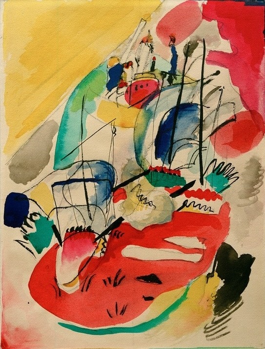 Wassily Kandinsky, Entwurf zu Improvisation 31, (Seeschlacht) (Krieg,Kunst,Schiff,Segelschiff,Schlacht,Expressionismus,Der Blaue Reiter,Abstrakte Kunst,Russische Kunst,Improvisation,Farbigkeit,Schifffahrt,Farbe)