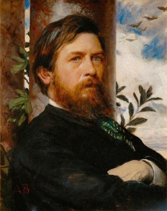 Arnold Böcklin, Selbstbildnis (Künstler, Böcklin, Portrait, Selbstportrait, männlich, Bart, Wunschgröße, Klassiker, Wohnzimmer, bunt)