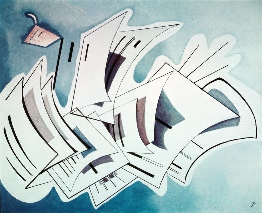 Wassily Kandinsky, Tension légère (Bauhaus, Expressionismus, Der Blaue Reiter, Abstrakte Kunst, Russische Kunst, Papier,Seiten, Bewegung, flattern, Abstraktion, Wunschgröße,  Wohnzimmer, Treppenhaus, bunt)