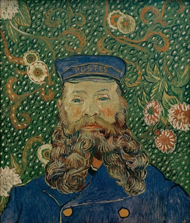 Vincent van Gogh, Bildnis Joseph Roulin (Mann, Postbote, Portrait, Postbeamter, Bart,  Menschen, Personen, Klassische Moderne, Impressionismus, Wohnzimmer, Treppenhaus, Wunschgröße, bunt)