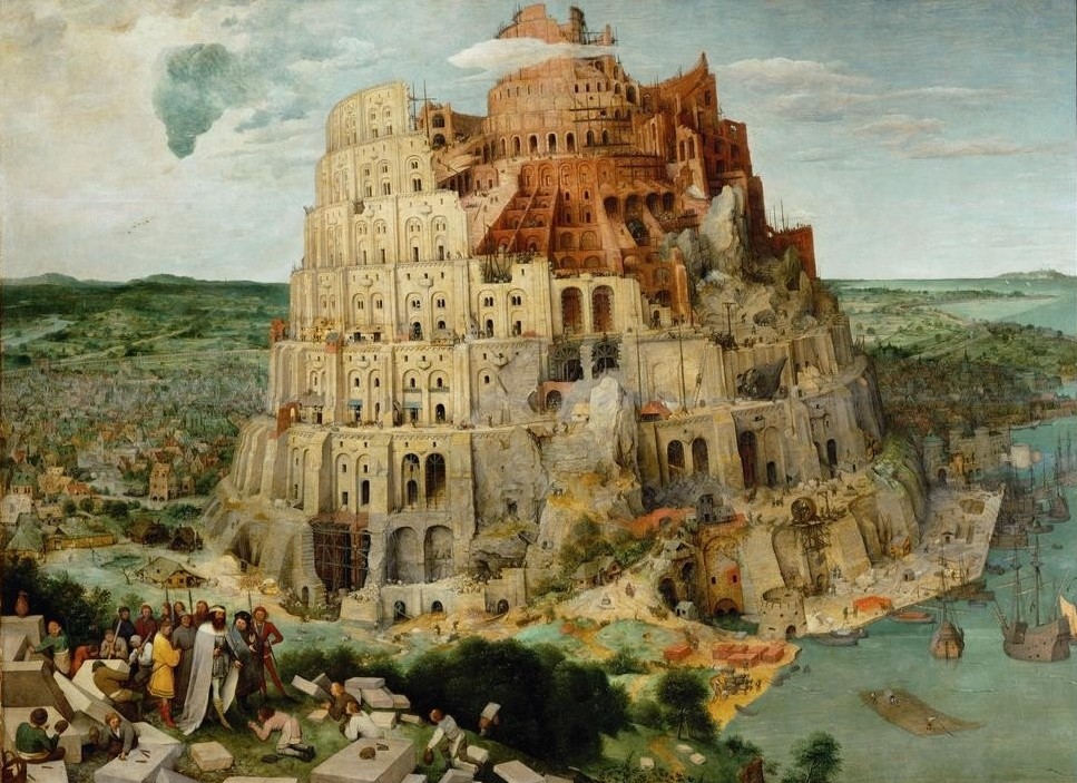 Pieter Brueghel der Ältere, Turmbau zu Babel (Landschaft, Turmbau, Baustelle, Architektur, Altes Testament, Bibel, Religiös, Allegorie, Renaissance, Klassiker, Malerei, Wunschgröße, Wohnzimmer, bunt)