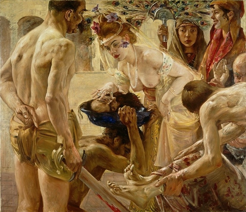 Lovis Corinth, Salome (Christentum,Deutsche Kunst,Enthaupten,Hinrichtung,Religion,Szene,Theater,Dekollete,Busen,Neues Testament,Bibel,Henker)