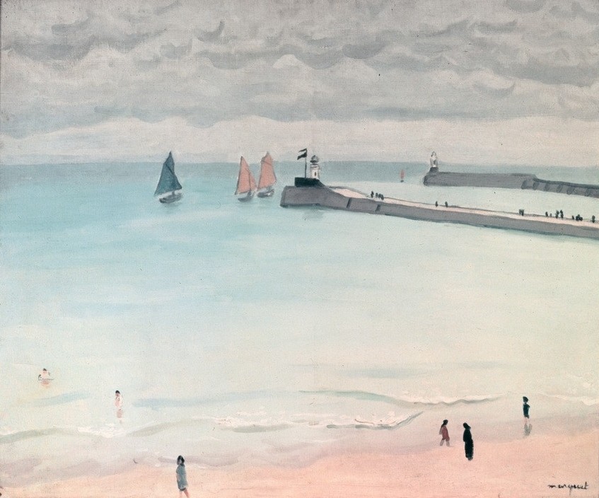 Albert Marquet, Les Sables d’Olonne (Bad Im Freien,Geographie,Hafen,Küste,Kunst,Landschaft,Mole,Schwimmen,Strand,Meer,Segelboot,Vedute,Französische Kunst,Topographie)