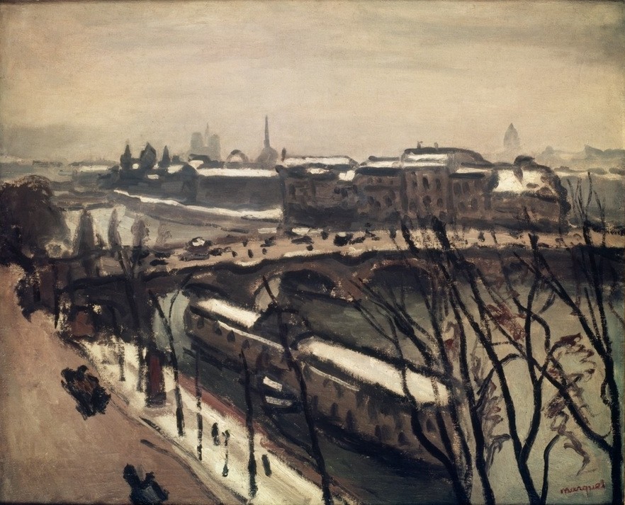Albert Marquet, Les quais de la Seine (Brücke,Kunst,Impressionismus,Vedute,Französische Kunst,Ufer,Stadtlandschaft)