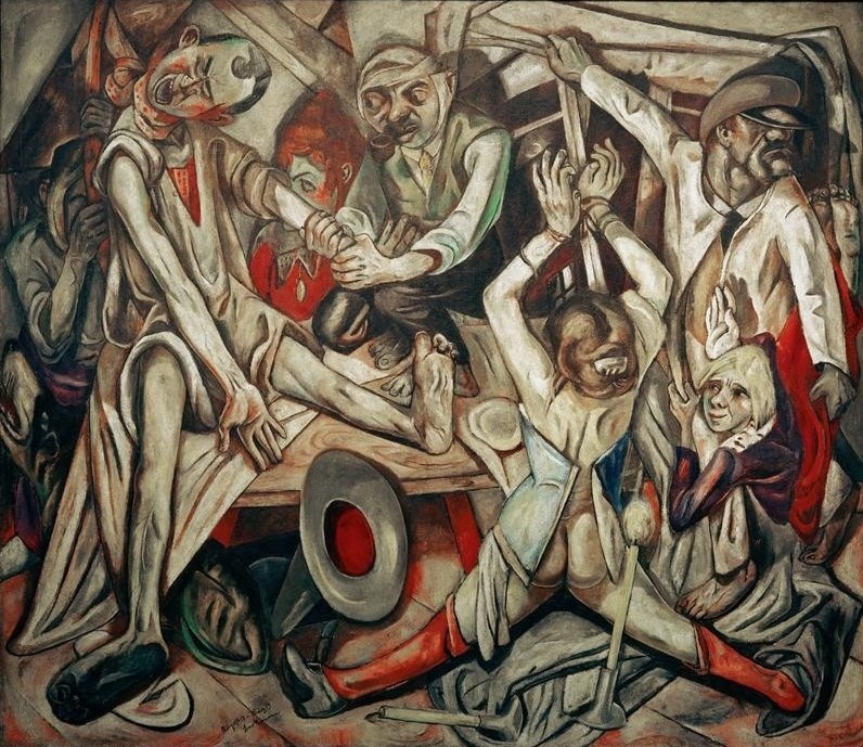 Max Beckmann, Die Nacht (Expressionismus, Klassische Moderne, Malerei, Wohnzimmer, Treppenhaus, Wunschgröße, bunt)