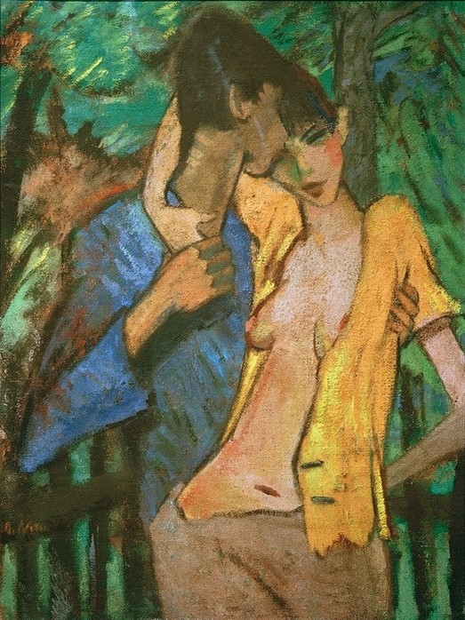Otto Mueller, Liebespaar (Deutsche Kunst,Erotik,Kunst,Liebe Und Ehe,Liebespaar,Mensch,Busen,Expressionismus,Umarmung,Die Brücke)