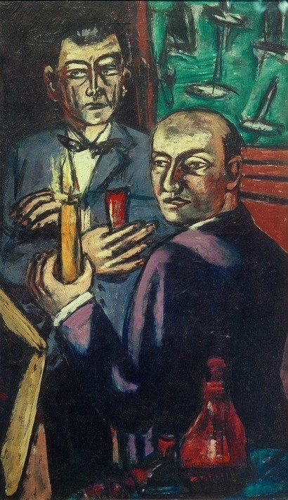 Max Beckmann, Bildnis Curt Valentin und Hanns Swarzenski (Expressionismus, Klassische Moderne, Malerei, Wohnzimmer, Treppenhaus, Wunschgröße, bunt)