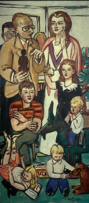 Max Beckmann, Gruppenbild Hope (Expressionismus, Klassische Moderne, Malerei, Wohnzimmer, Treppenhaus, Wunschgröße, bunt)
