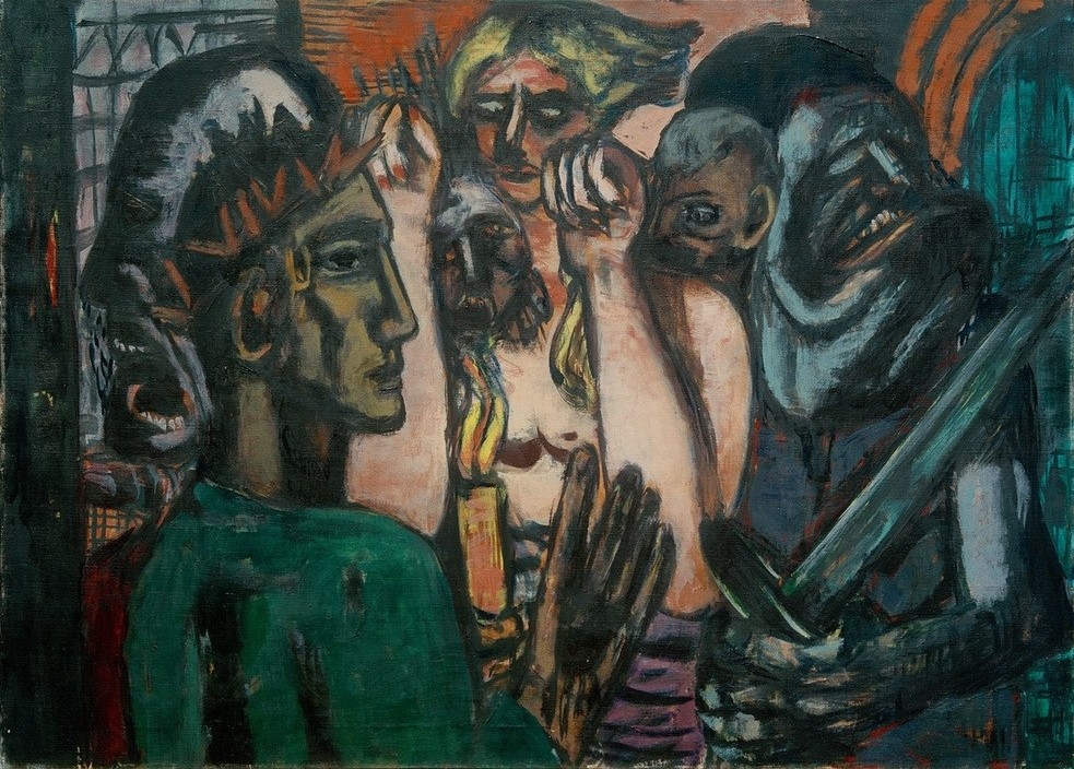 Max Beckmann, Christus in der Vorhölle (Religion, Christentum, Expressionismus, Klassische Moderne, Malerei, Wohnzimmer, Treppenhaus, Wunschgröße, bunt)