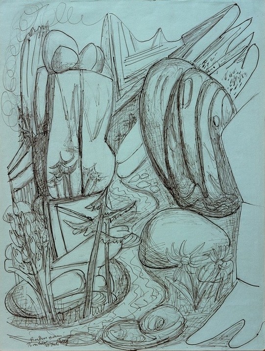 Max Beckmann, Boulder, Colorado (Pflanzen, Ornamente, Natur, Expressionismus, Klassische Moderne, Grafik, Studie, Wohnzimmer, Treppenhaus, Wunschgröße, bunt)