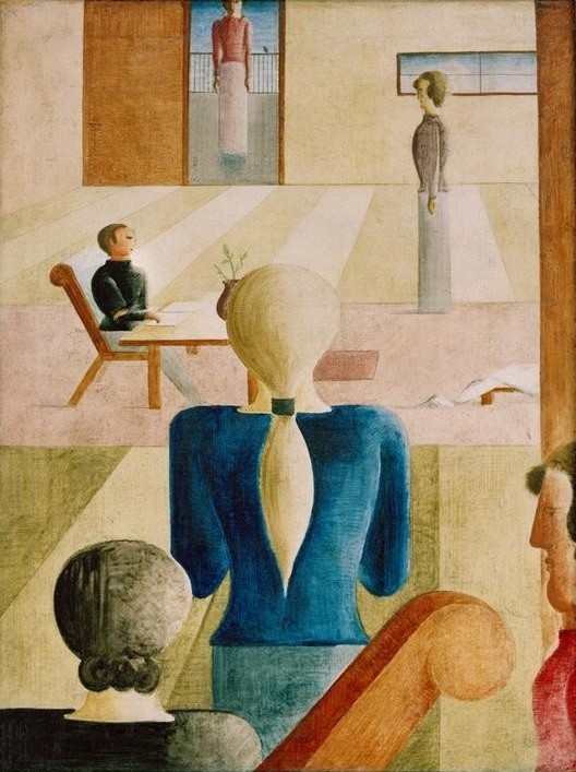 Oskar Schlemmer, Frauenschule (Ausbildung,Bauhaus,Deutsche Kunst,Frau,Kunst,Mensch,Mode,Schule,Zopf,Rückenfigur,Frauenbildung,Frauenleben,Prüfung,Erwachsenenbildung)