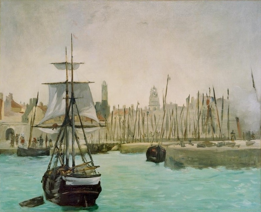 Edouard Manet, Le Port de Calais (Geographie,Hafen,Kunst,Schiff,Schiffstypen,Segelschiff,Verkehr,Impressionismus,Marinemalerei,Französische Kunst,Topographie,Schifffahrt)