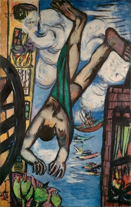 Max Beckmann, Abstürzender (Drama, Absturz, Fallen, Mann,  Expressionismus, Klassische Moderne, Malerei, Wohnzimmer, Treppenhaus, Wunschgröße, bunt)