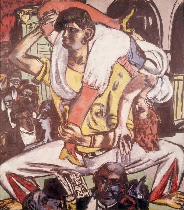 Max Beckmann, Apachentanz (Tanz, Akrobatik, Unterhaltung, Expressionismus, Klassische Moderne, Malerei, Wohnzimmer, Treppenhaus, Wunschgröße, bunt)