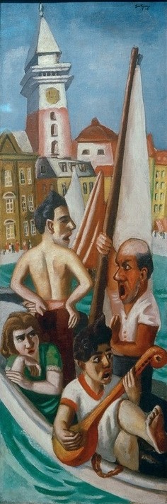Max Beckmann, Italienische Fantasie (Mensch und Gesellschaft, Orte und Reise, Expressionismus, Klassische Moderne, Malerei, Wohnzimmer, Treppenhaus, Wunschgröße, bunt)