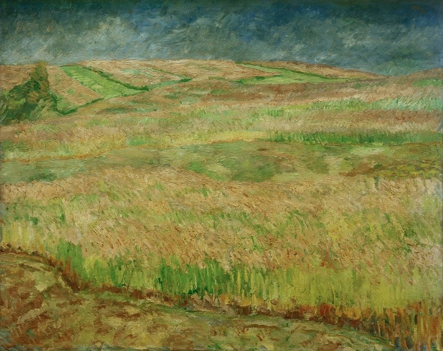 Max Beckmann, Blühende Getreidelandschaften (Expressionismus, Klassische Moderne, Malerei, Wohnzimmer, Treppenhaus, Wunschgröße, bunt)
