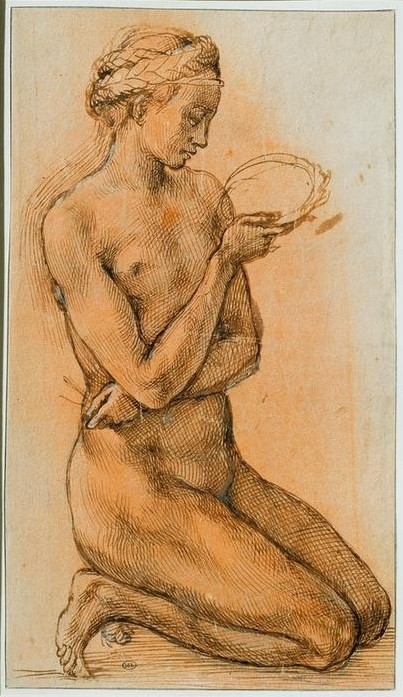 Michelangelo Buonarroti, Mary Magdalene (Renaissance, Akt, Studie, Zeichnung, Religion, Maria Magdalena, Klassiker, Dornenkrone, Wunschgröße, Schlafzimmer, Wohnzimmer,)