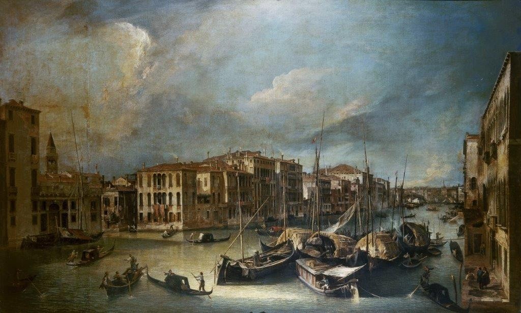 Giovanni Antonio Canaletto, Der Canal Grande in Venedig mit der Rialtobrücke (Venedig, Städte, Italien, Paläste, Architektur, Barock, Vedute, Klassiker, Wunschgröße, Wohnzimmer)