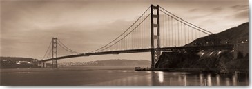 Alan Blaustein, Golden Gate Bridge II (Fotokunst, Brücke, San Francisco, Brückenpfeiler, Kalifornien, Wohnzimmer, Büro, Wunschgröße, schwarz/weiß, sepia)