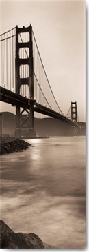 Alan Blaustein, Golden Gate Bridge (Fotokunst, Brücke, San Francisco, Brückenpfeiler, Kalifornien, Wohnzimmer, Büro, Wunschgröße, schwarz/weiß, sepia)