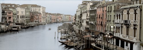 Alan Blaustein, Morning on the Grand Canal (Fotografie, Nostalgie, Architektur, Venedig, Venezia, Canal Grande, Morgenlicht, Dämmerung, Gondeln, Städte, Italien, Schlafzimmer, Wohnzimmer, Treppenhaus, Wunschgröße, bunt)