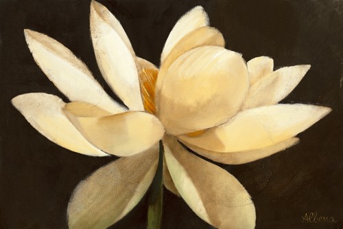 Albena Hristova, Unfolding (Wunschgröße, Modern, Malerei, dekorativ, Pflanzen, Blumen, Blüten, Magnolie, weiß, Treppenhaus, Wohnzimmer,)