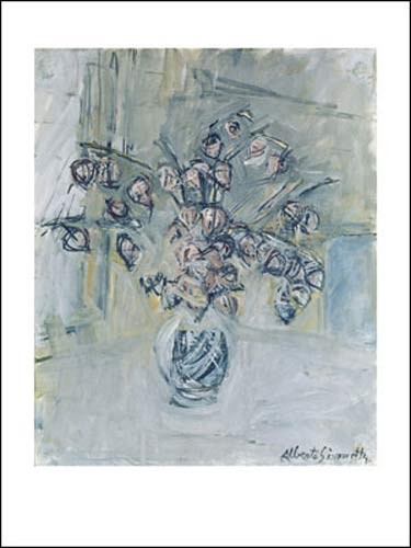 Alberto GIACOMETTI, Lanternes (Abstrakt, Stillleben, Blumen, Vase, blau / grau, Klassische Moderne, Wohnzimmer, Esszimmer)