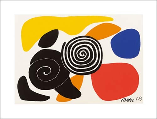 Alexander Calder, Spirals and Petals, 1969 (Büttenpapier) (Abstrakte Malerei, Punkte, Streifen, informelle Malerei, Kreise, fröhlich, Arztpraxis, Wohnzimmer, Büro, klassische Moderne, Malerei, bunt)