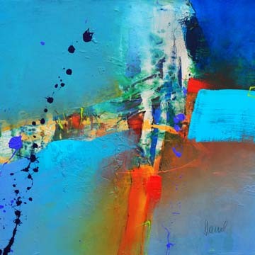 Alfred Hansl, Concerto 3 (Abstrakt, Modern, abstrakte Formen, Farbklekse, Farbflächen, Dynamik, Bewegung, Wohnzimmer, Büro, Business, Wunschgröße, bunt)