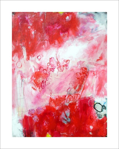 Alison BLACK, pop 02, 2009 (Abstrakt, Abstrakte Malerei, Farbverläufe, Farbflächen,  modern, Malerei, Büro, Wohnzimmer, rot/weiß)
