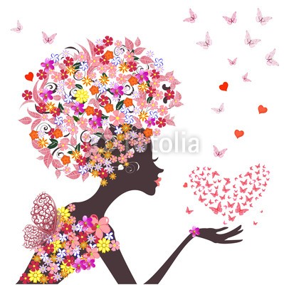 Aloksa, fashion flowers girl with a heart of butterflies (haare, gestalten, vektor, abbildung, jung, stil, mÃ¤dchen, frau, entwerfen, floral, schÃ¶nheit, blume, weiblich, kunst, schÃ¶ner, hintergrund, gesicht, glamour, abstrakt, modern, hairstyle, silhouette, modellieren, jahrgang, sommer, portrait, grafik, pers)