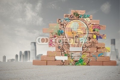 alphaspirit, Creative business idea (kunst, glühbirne, business, kreide, konzept, kreativ, kreativität, entwerfen, skizze, remis, zeichnung, electric, elektrizität, wand, energie, glas, ideen, vorstellung, innovation, inspiration, intelligenz, erfindung, lampe, licht, elektrisches lich)