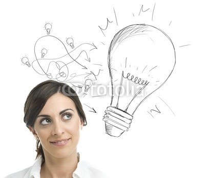 alphaspirit, Idea (business, aspiration, leistung, konzept, kreativ, mädchen, kopf, ideen, verbesserung, elektrisches licht, lampe, managen, leute, person, fortschritt, erfolg, denkend, frau, alternative, jung, ökologie, eco, effizient, electric, elektrizität, energi)