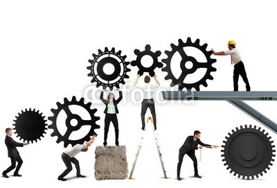 alphaspirit, Teamwork of businesspeople (aktion, aktiv, business, kaufmann, gespann, zusammenarbeit, karriere, uhrwerk, zahnrad, betrieb, wettbewerb, konzept, kooperation, determination, entwicklung, energie, engine, engineer, finanz-, force, zahnrad, hart, job, maschine, maschinerie, man)