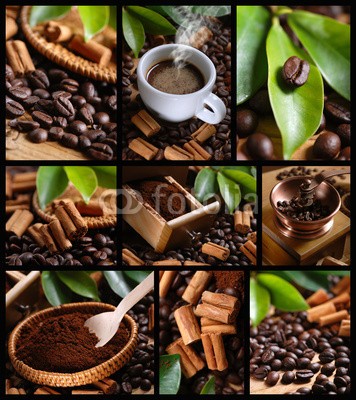 al62, composizione di nove foto a tema caffè (kaffee, espresso, tassen, kaffeetasse, kerne, kerne, aroma, kaffeemühle, kaffeemühle, tradition, traditionell, warm, koffein, trinken, frisch, grillparty, rösten, holz, duftend, schwarz, pause, frühstücken, braun, italienisch, flavour, zimt, lea)